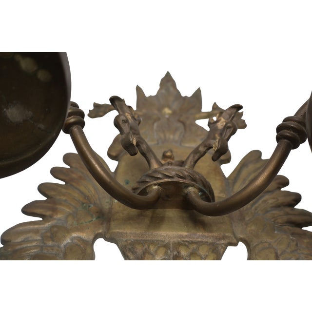 Brass Continental Cast Brass Crowned Double-Headed Eagle & Dragon Candle Sconces — Pair, Attributed to the 19th Century For Sale - Image 8 of 18