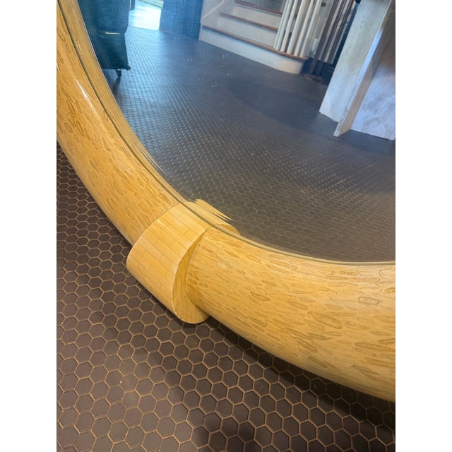 Glass 1970s Tessellated Bone Mirror After Karl Springer For Sale - Image 7 of 12