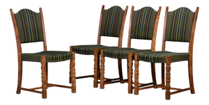Vintage Brutalist Oak Dining Chairs by Henning Kjærnulf, 1960s, Set of 4