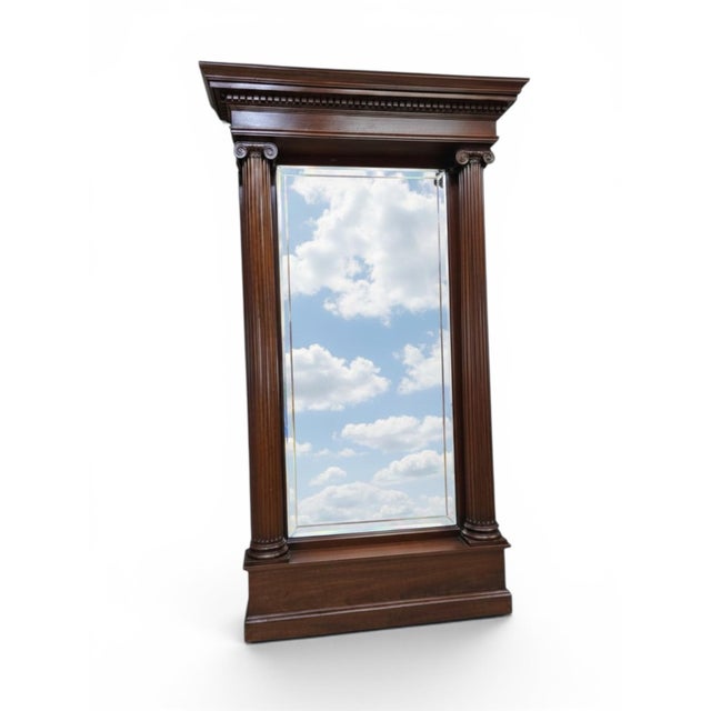 Brown Antique Chicago Architectural Salvage Mahogany Pier / Hall Mirror For Sale - Image 8 of 9