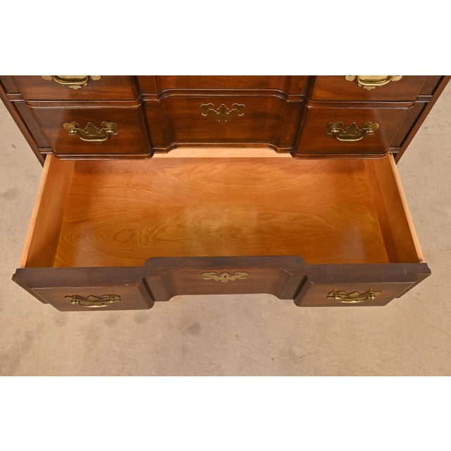 Brown Ethan Allen Georgian Solid Cherry Wood Block Front Chest of Drawers For Sale - Image 8 of 12