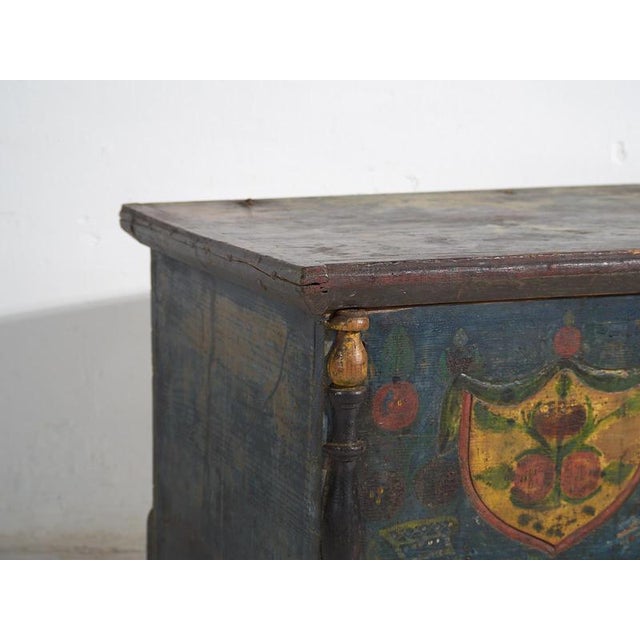 Indigo Blue Antique Bridal Trunk, 1850s For Sale - Image 5 of 18