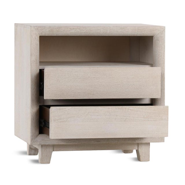 Naia White Wash Two-Drawer Nightstand For Sale - Image 4 of 7