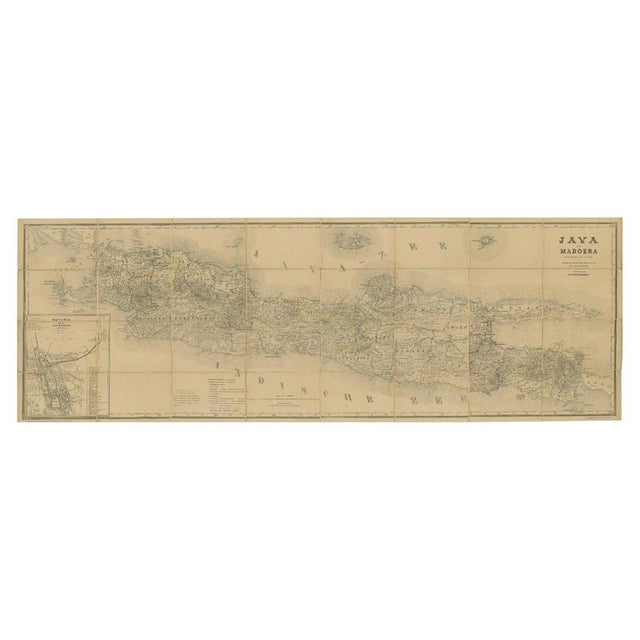 Large Antique Map of Java & Madura with Batavia Inset, 1870s For Sale - Image 15 of 15