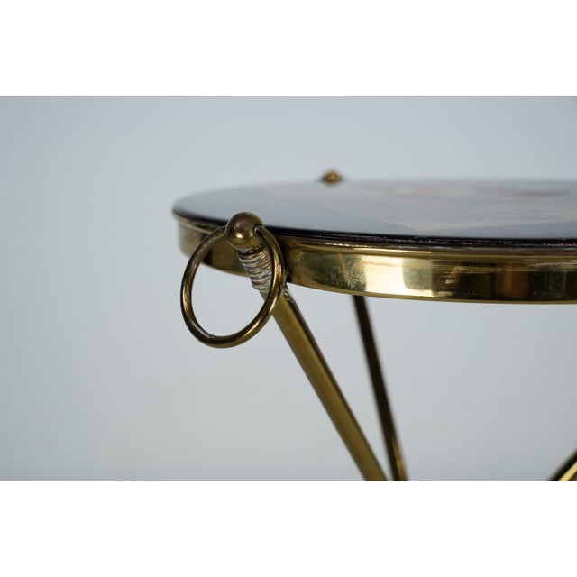 Italian Brass and Wood Tripod Coffee Table, 1950s For Sale - Image 10 of 13