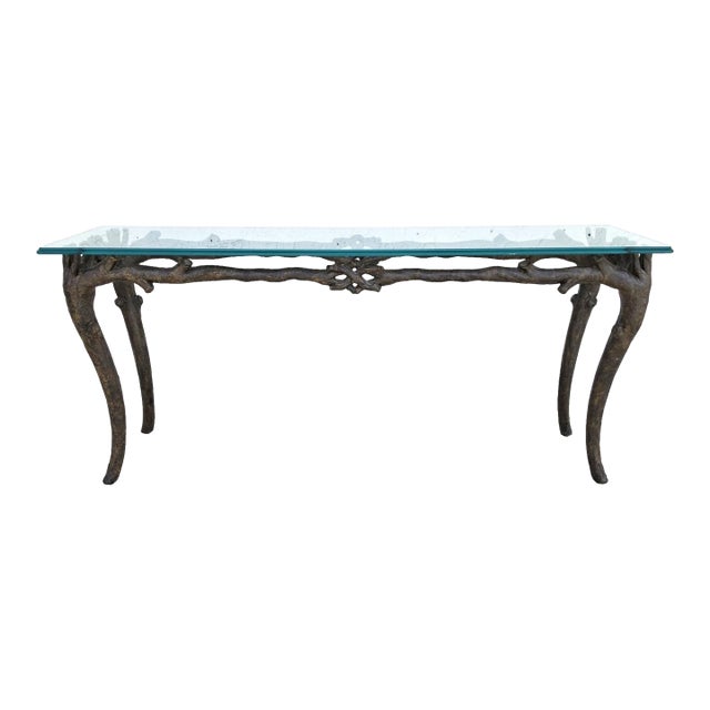 Patinated Bronze Faux Bois Branch Console Table Attributed to Carl Gillberg For Sale