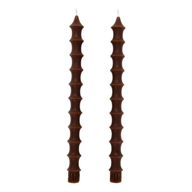 Bamboo Taper Candles in Cocoa Mocha - A Pair For Sale