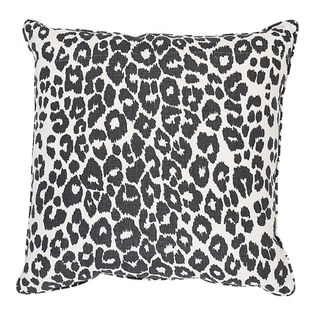 Schumacher Iconic Leopard 20" Pillow in Graphite For Sale