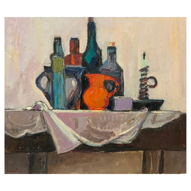 Jean Krille, Still Life 117, Oil on Masonite, 1979 For Sale