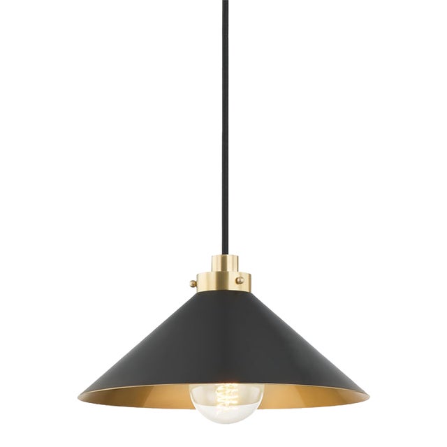 Hudson Valley Lighting Mark D. Sikes Clivedon 1-Light Pendant, 12" - Aged Brass/Distressed Brass For Sale