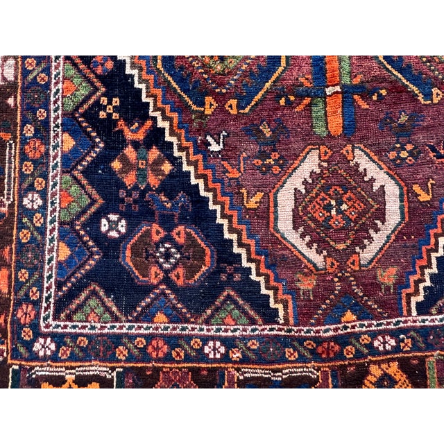 15th Century & Earlier Hand-Knotted Antique Qashqai Tribal Shiraz Wool Area Rug - 4'10" X 6'5" For Sale - Image 5 of 13