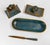 We are offering this late 19th or early 20th century Chinese desk set. This desk set features fine copper body with fine...
