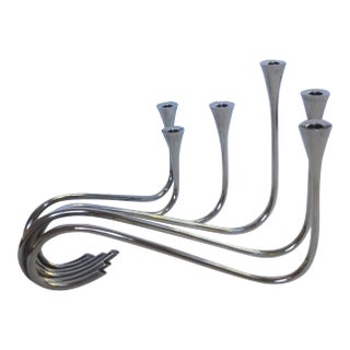 Ibi Trier Mørch for A. Michelsen "Wave" Sterling Silver Six-Armed Candlestick For Sale