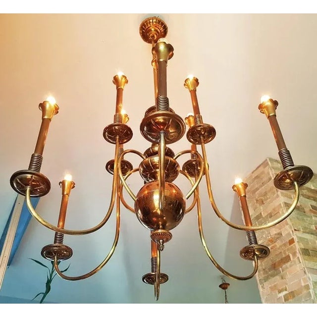 Mid-Century Italian Brass Chandelier, 1950s For Sale - Image 11 of 18