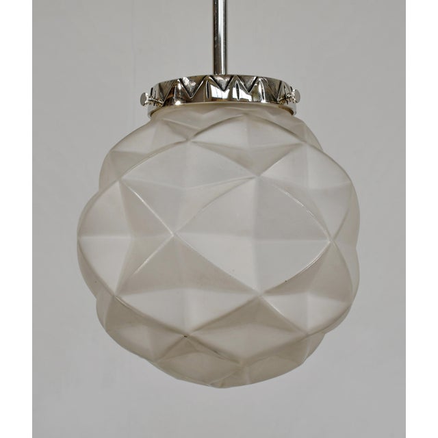 Metal French Art Deco Pendant Light by Degue - 1930 France For Sale - Image 7 of 12