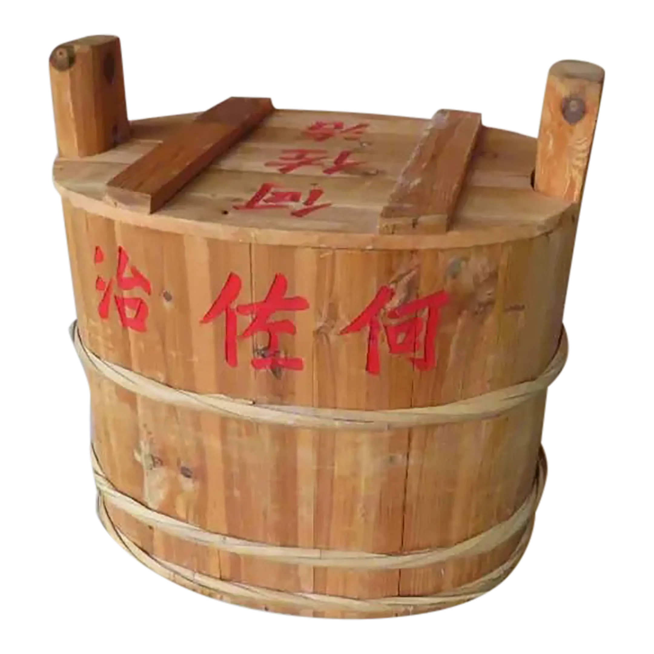 Large Japanese Cedar Yoshino Sugi Sake Tarozake Barrel | Chairish