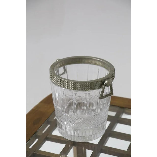 Metal Mid-Century Thick Glass Basket from Baccarat, 1950s For Sale - Image 7 of 9