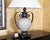 Ashley Gavivi Style Crackle-Glaze Ceramic Urn & Bronze Scroll Table Lamp For Sale - Image 15 of 18