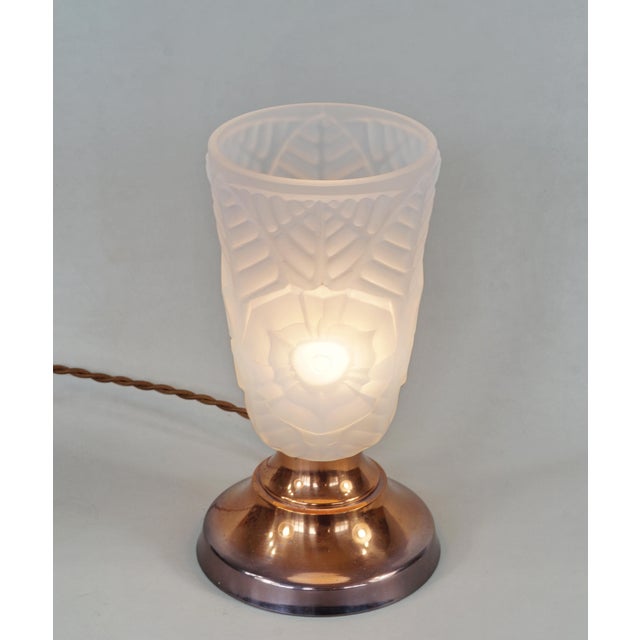 Opalescent French Art Deco Table Lamp by Charles Ranc 1930s France For Sale - Image 4 of 11