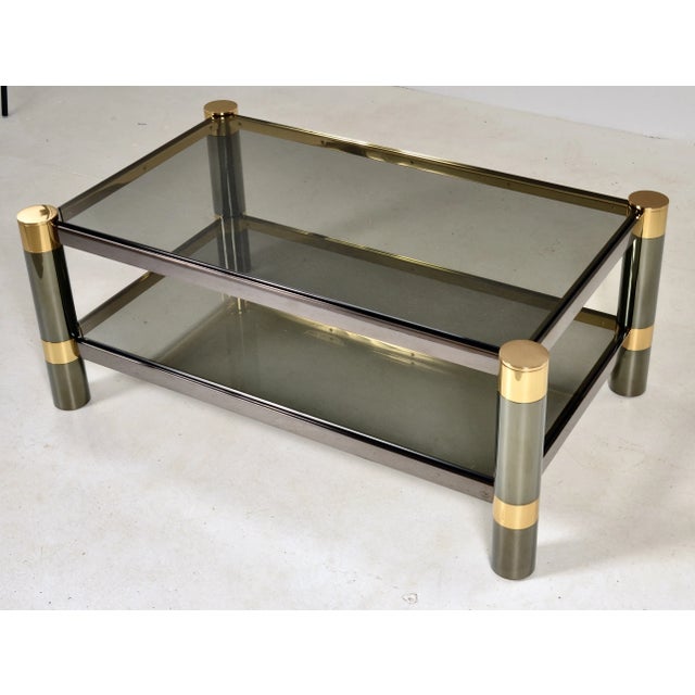 Mid-Century Modern Karl Springer Gunmetal and Gold Cocktail Table, Usa C 1970s For Sale - Image 3 of 9