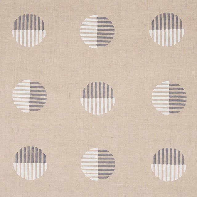 Schumacher Sample - Schumacher Ando Hand Block Print Fabric in Ivory & Charcoal on Natural For Sale - Image 4 of 4
