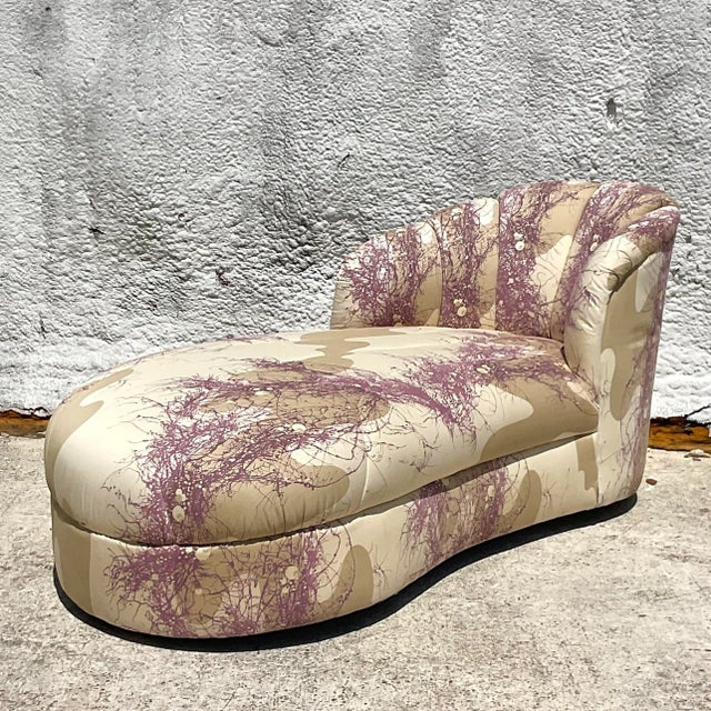1980s Vintage Custom Channel Tufted Chaise Lounge For Sale In West Palm - Image 6 of 7