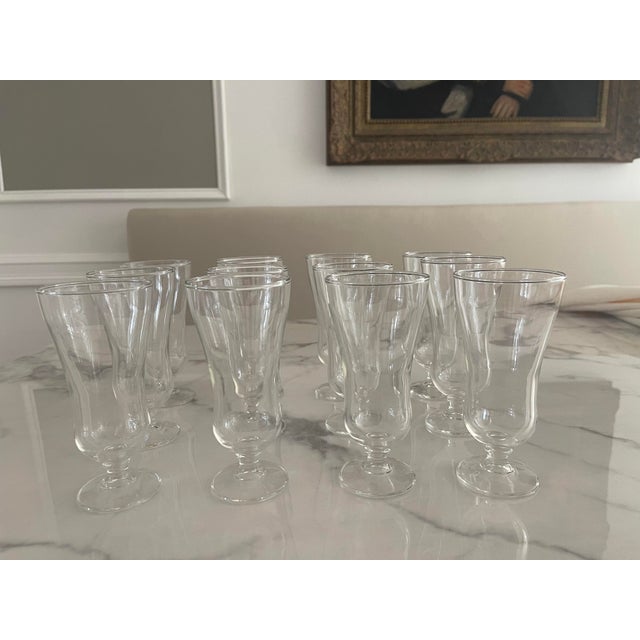Transitional Mid 20th Century Footed Juice/ Parfait Glasses- Set of 12 For Sale - Image 3 of 5