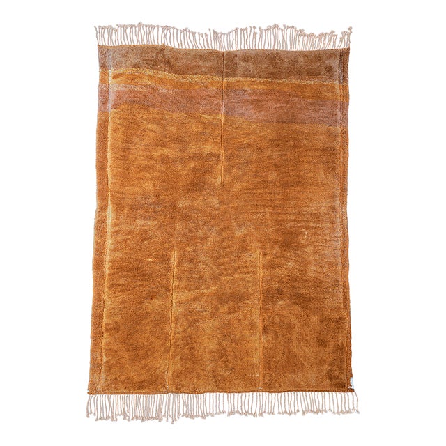 Hand-Knotted Burnt Orange Wool Rug by Azele Studio For Sale