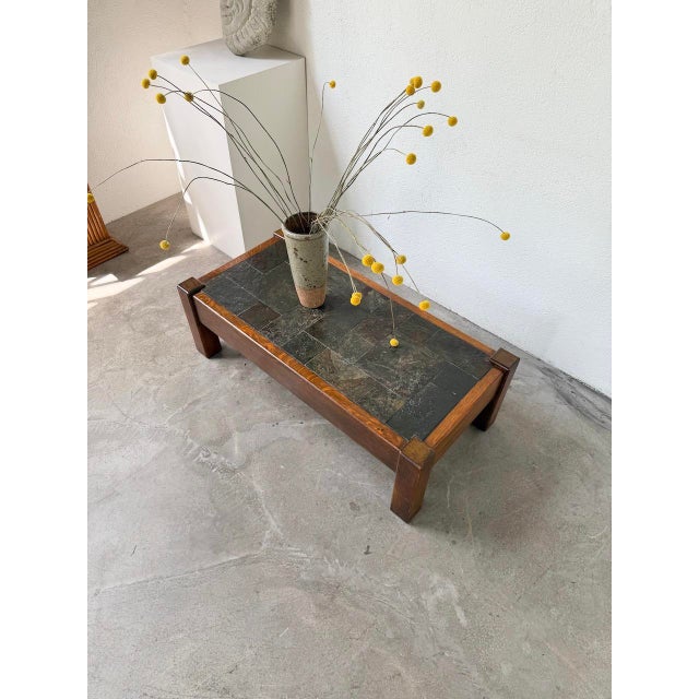 Oak and Slate Coffee Table, 1950s For Sale - Image 17 of 18