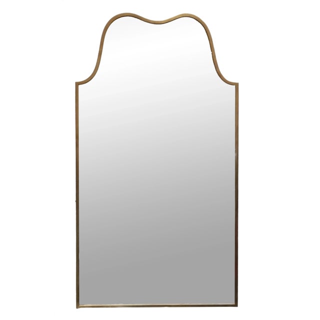 Metal Italian Brass Wall Mirror, 1950s For Sale - Image 7 of 7
