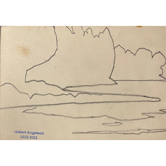 Mid-Century Modern 1983 Robbert Angeloch Modern Landscape Drawing For Sale - Image 3 of 3