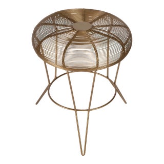 Allen Decorative Wire Accent Table, Antique Gold For Sale