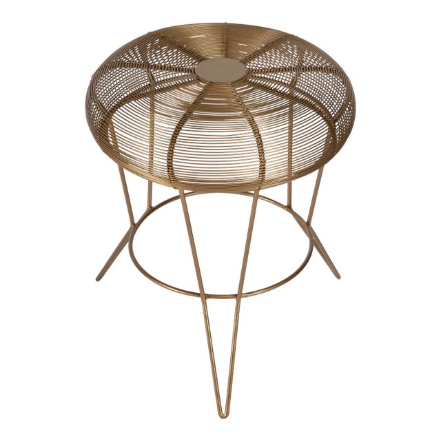 Allen Decorative Wire Accent Table, Antique Gold For Sale