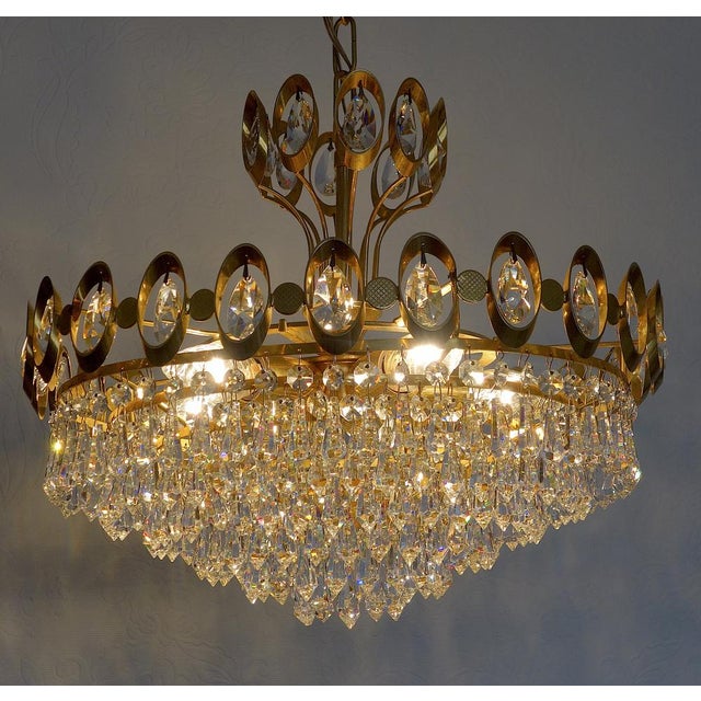 Brass & Lead Crystal Chandelier from Joska, 1970s For Sale - Image 15 of 16