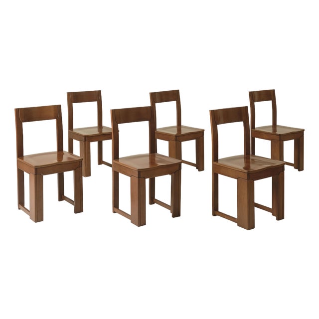Italian Modernist Dining Chairs, Set of 6, 1970s For Sale
