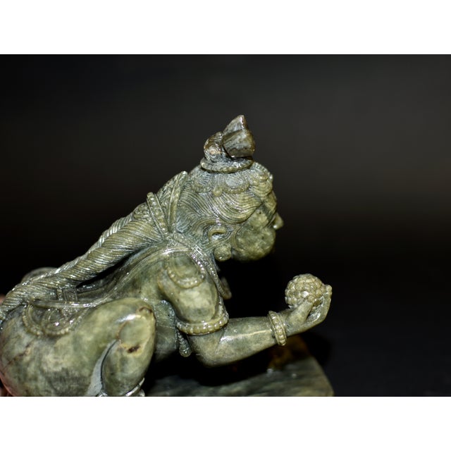 Baby Krishna Statue Finely Carved Gemstone Serpentine Indian God For Sale - Image 12 of 18