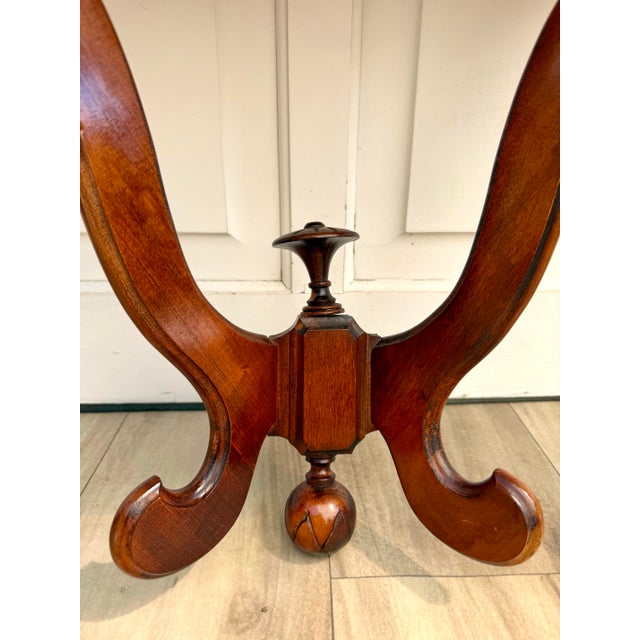 Mid-Century Mahogany Wall-Mounted Scalloped Console Table For Sale - Image 4 of 12