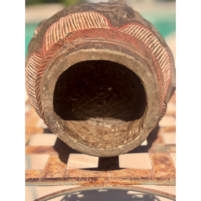 Wood Early 20th Century African Carved Ritual Vessel — Zoomorphic Mortar on Human Feet With Red Ochre For Sale - Image 7 of 8