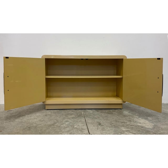 1970s 1970s Lacquered Asian Inspired Mastercraft Cabinet, Overscale Brass Hardware For Sale - Image 5 of 9