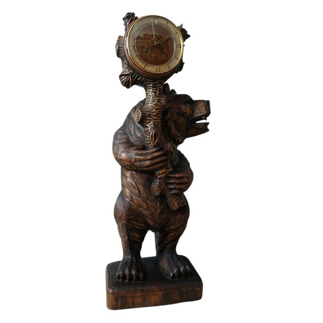 Large Black Forest Bear Clock, 1955 For Sale - Image 6 of 15