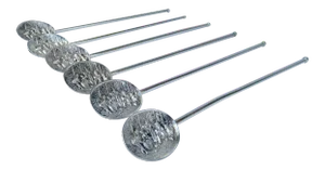 C.1930's-50's Hans Jensen Design (Denmark) Silver Plate Repousse" Cocktail Stirrers & Straws - Set of 6