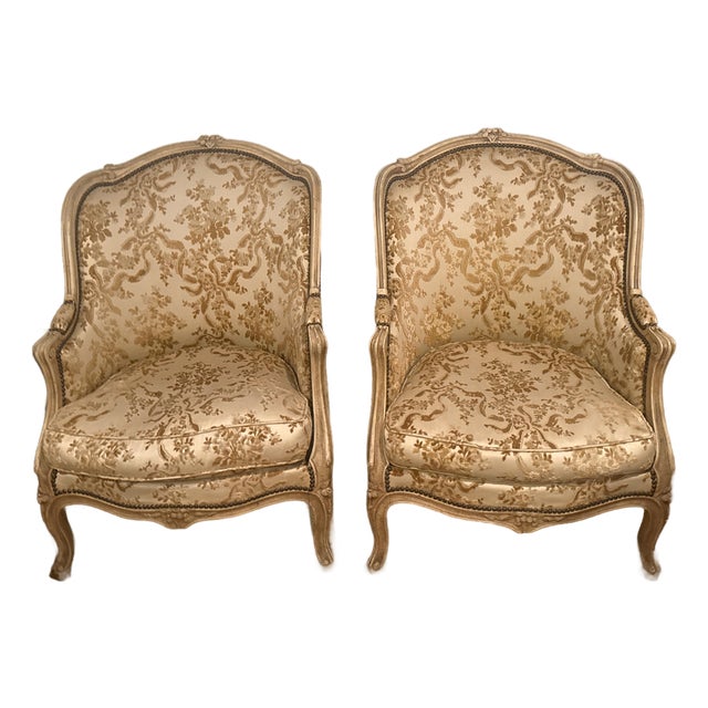 A Pair of French Louis XV 19 Century Os De Mouton Armchairs For Sale