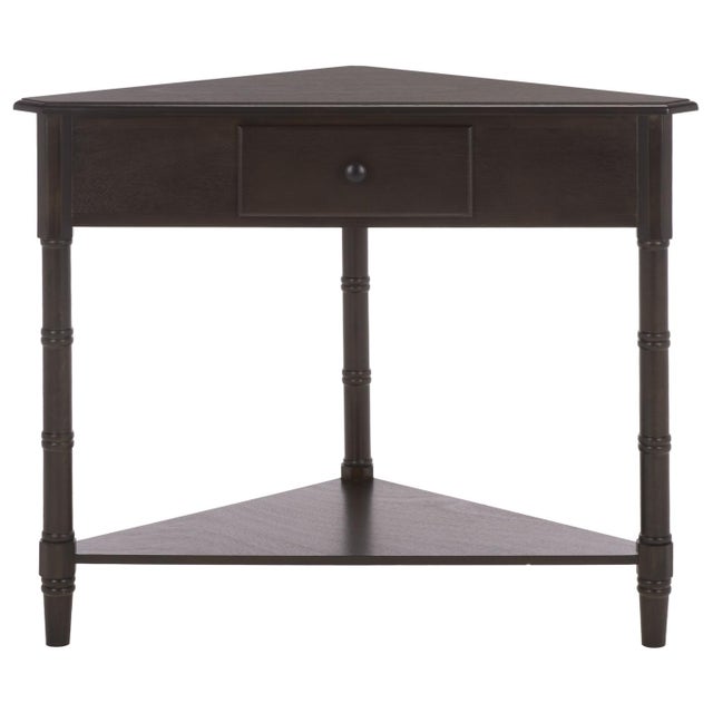 Gomez 1 Drawer 1 Shelf Corner Table in Dark Chocolate For Sale - Image 10 of 10