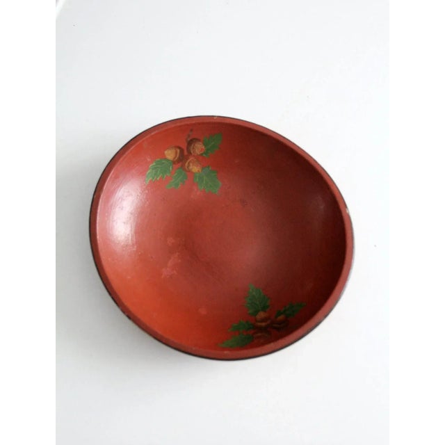 Farmhouse Vintage Painted Wooden Bowl For Sale - Image 3 of 10