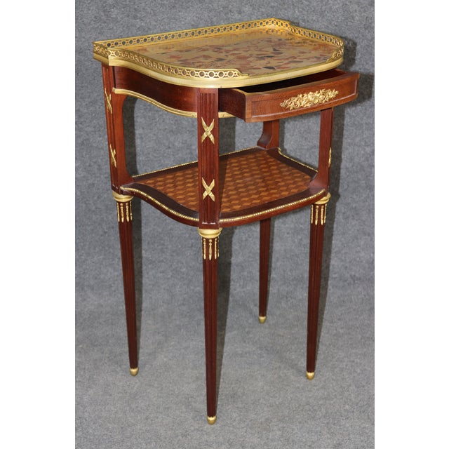 Brown Pair of French Bronze and Marble Top Night Stands Attributed to François Linke For Sale - Image 8 of 11