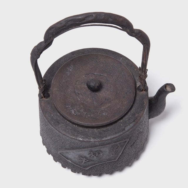 "Fanning the Fire" Antique Japanese Iron Teapot, C. 1920s For Sale In Chicago - Image 6 of 9