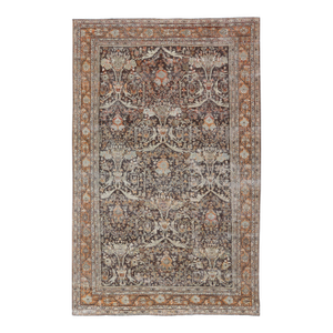 Antique Persian Sultanabad Rug With Warm Brown Field and Allover Vine Design