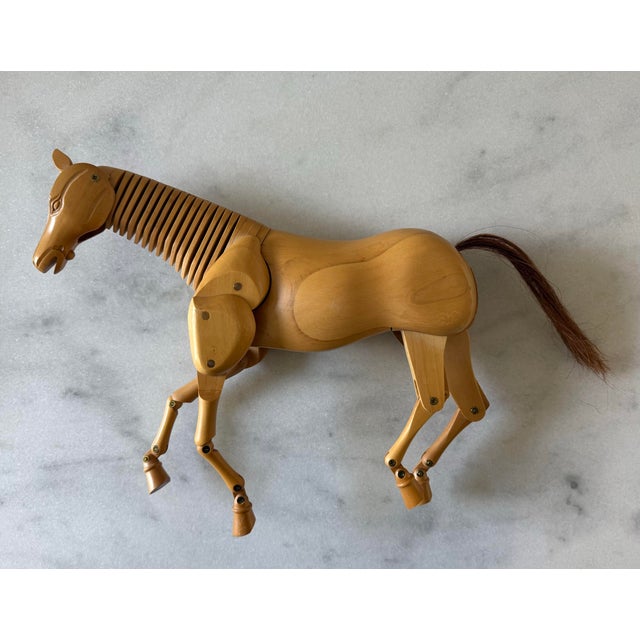 Mid-Century Modern Vintage Adjustable Wooden Artist's Horse Figure For Sale - Image 3 of 11