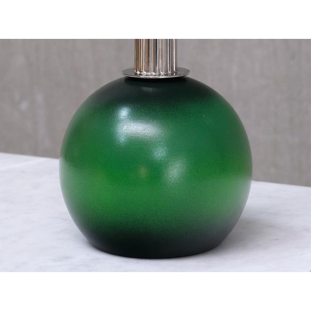 Table Lamp in Green Lacquered Wood and Nickel from Olof Heijke, Sweden, 1930s For Sale - Image 4 of 11