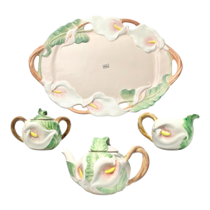 1980s Fitz & Floyd “Calla Lilly of the Valley” Ceramic Tea Service Set - 4-Piece